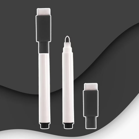 Marker cu stergere uscata scriere universala pentru diverse table, varf negru, culoare capac negru [1]