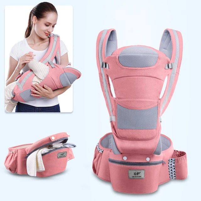 Crestere copil -  Marsupiu ergonimic,multifunctional pentru bebelusi,15in1,greutate maxima 25 kg - Roz