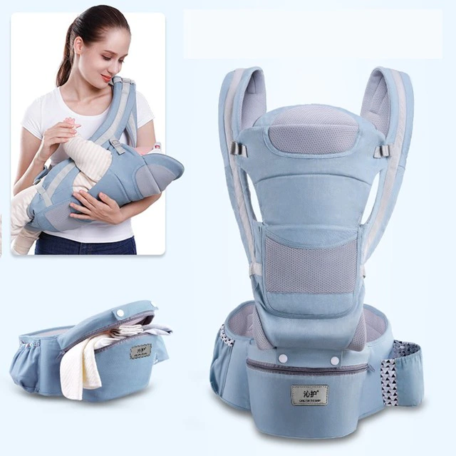 Crestere copil - Marsupiu ergonimic,multifunctional pentru bebelusi,15in1,greutate maxima 25 kg - Albastru deschis