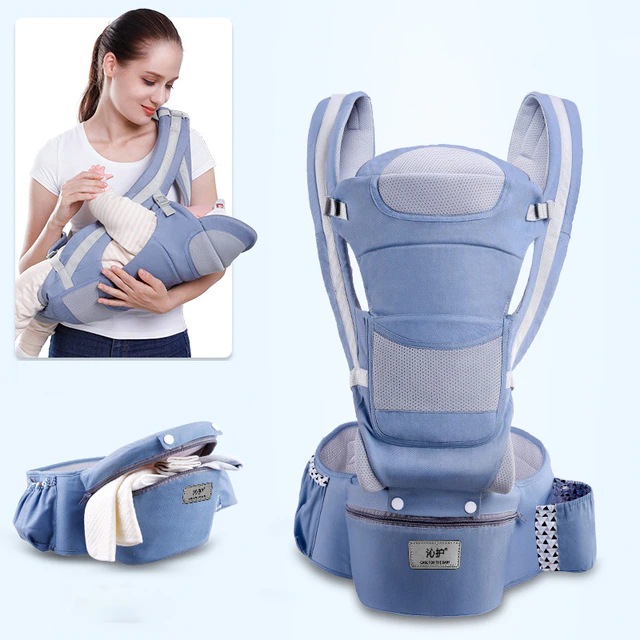 Crestere copil - Marsupiu ergonimic,multifunctional pentru bebelusi,15in1,greutate maxima 25 kg - Albastru inchis