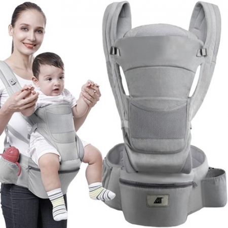 Crestere copil - Marsupiu ergonimic,multifunctional pentru bebelusi,15in1,greutate maxima 25 kg - Gri