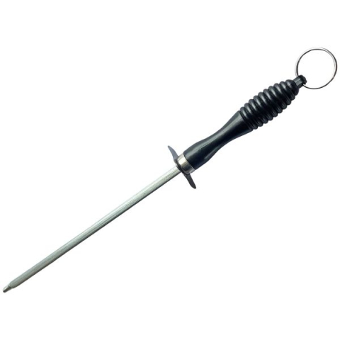 Cutite si tacamuri - Masat pentru intretinerea cutitelor, negru, 34 cm, tija din otel 23 cm, maner ergonomic cu protectie pentru degete