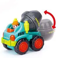 Masina betoniera pentru copii, turcoaz cu gri antracit, 7.4 x 5.9 x 4 cm, vehicul de santier cu cuva mobila, roti functionale, ambalaj PVC [2]