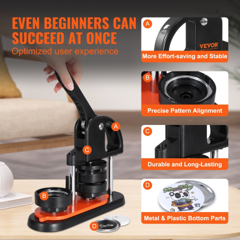 Masina de facut insigne 58 mm, kit complet 100 piese, matrita inclusa, ideal pentru branding, activitati creative si proiecte DIY [1]