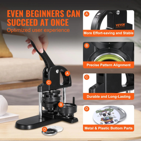 Masina de facut insigne, aparat 3 in 1 pentru insigne de 25,  32,  58 mm, kit 300 piese, ideal pentru proiecte DIY, evenimente si branding personalizat [5]