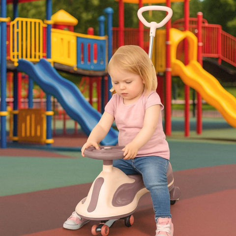 Masinuta pentru copii, fara pedale, maner ghidare, greutate maxima suportata 100 kg, 90 x 74 x 31.5 cm, roz [2]