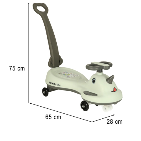 Masinuta pentru copii, fara pedale, maner ghidare, greutate maxima suportata 65 kg, 75 x 65 x 28 cm, model unicorn, gri [1]
