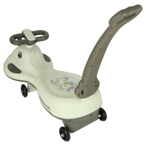 Masinuta pentru copii, fara pedale, maner ghidare, greutate maxima suportata 65 kg, 75 x 65 x 28 cm, model unicorn, gri [8]