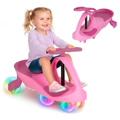 JOCURI ȘI JUCĂRII - Masinuta pentru copii, fara pedale, maner ghidare, greutate maxima suportata 80 kg, 40 x 29.5 x 79.5 cm, roz