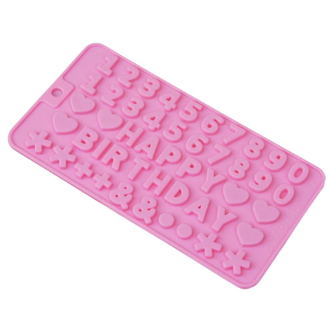 CASA & GRADINA - Matrita din silicon pentru litere, cifre si simboluri, reutilizabila, pentru decoratiuni din ciocolata, fondant sau martipan, 21.5x11.5 cm, rezistenta la -50°C pana la +260°C