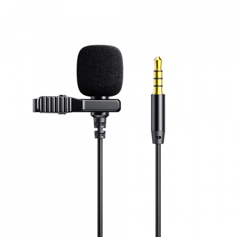 Microfoane - Microfon lavaliera cu clip-on, cablu jack 3.5 mm, lungime 2m, negru - Joyroom