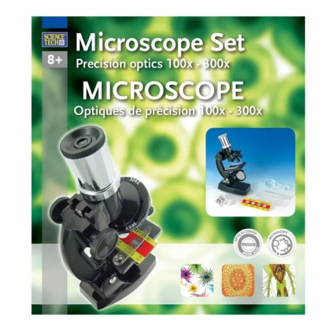 Microscop pentru copii multicolor, 100X si 300X, laborator educational cu accesorii complete, functie proiector 180°, lupa inclusa, 8 ani+ [1]