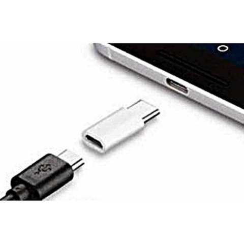 Mini adaptor universal pentru telefon/laptop, micro USB mama la type C tata - Alb [2]