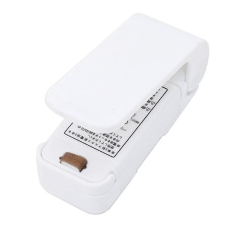 CASA & GRADINA - Mini aparat de sigilat pungi, etansare termica rapida, portabil, spate magnetic, functionare cu baterii AA, 9.7 x 3 cm, alb