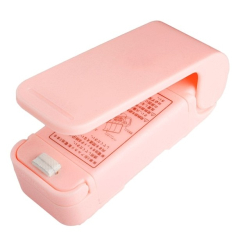CASA & GRADINA - Mini aparat sigilat pungi, etansare termica rapida, portabil, spate magnetic, baterii AA, compatibil PP PE PVC, pentru bucatarie si calatorii, roz, 9.7 x 3 cm