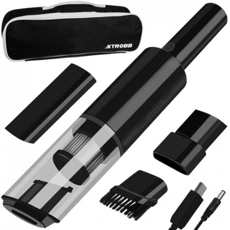 Aspiratoare auto - Mini aspirator auto 120W, incarcare USB cu accesorii si geanta incluse - Negru