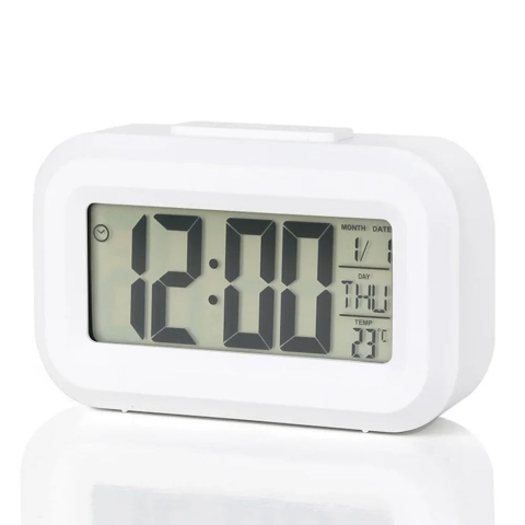 Diverse - Mini ceas digital LED, diverse functii, ora, data, temperatura, alarma, 9x5x2.5 cm - Alb