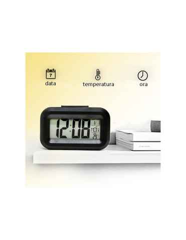 Mini ceas digital LED, diverse functii, ora, data, temperatura, alarma, 9x5x2.5 cm - Negru [2]