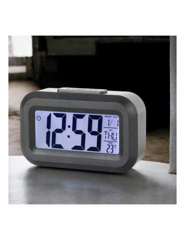 Mini ceas digital LED, diverse functii, ora, data, temperatura, alarma, 9x5x2.5 cm - Negru [3]