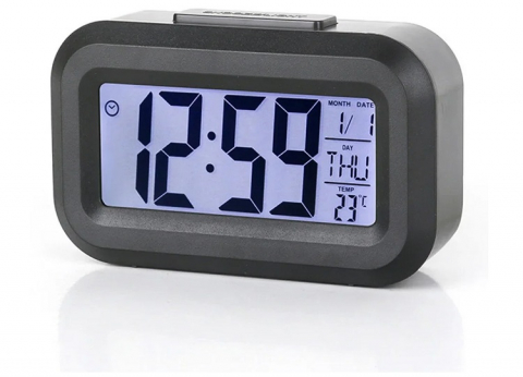 Diverse - Mini ceas digital LED, diverse functii, ora, data, temperatura, alarma, 9x5x2.5 cm - Negru