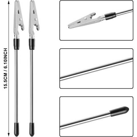 Mini clema pentru bijuterii, ajutor inchidere bratari, metal, anti-zgarieturi, argintiu, 15.5 cm [2]