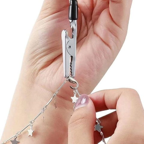 Mini clema pentru bijuterii, ajutor inchidere bratari, metal, anti-zgarieturi, argintiu, 15.5 cm [10]