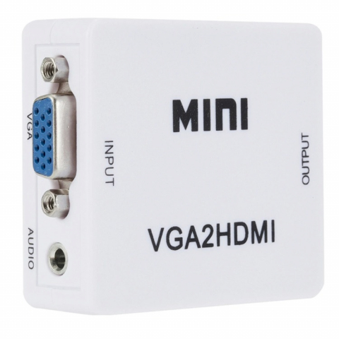 Mini convertor de imagine si sunet VGA-HDMI, jack 3.5 mm - Alb [1]