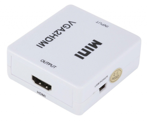 Mini convertor de imagine si sunet VGA-HDMI, jack 3.5 mm - Alb [2]