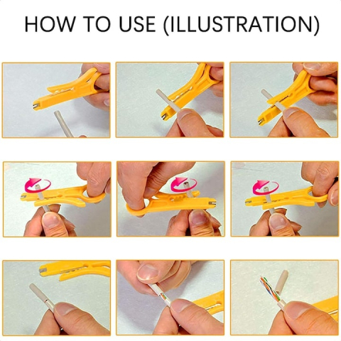 Mini decablator cablu UTP RJ45, cutter pentru dezizolare cabluri de retea si telefonie, lama otel mangan, maner ergonomic [3]