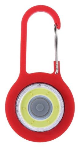 SPORT ȘI ACTIVITĂȚI - Mini dispozitiv iluminare LED cu clips carabiniera, portabil, 3 functii lumina, rosu, 8x4 cm