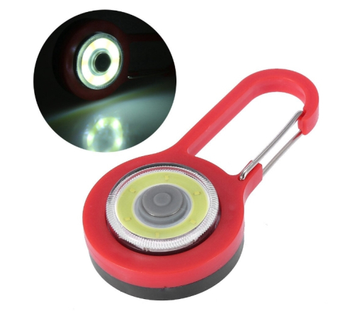 Mini dispozitiv iluminare LED cu clips carabiniera, portabil, 3 functii lumina, rosu, 8x4 cm [2]