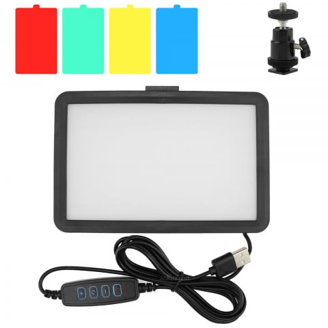Echipamente vlogging - Mini panou Bi Color 160 LED, 4 filtre de culoare, alimentare USB, 2 filete universale 1/4 si adaptor patina cu filet 1/4 inclus