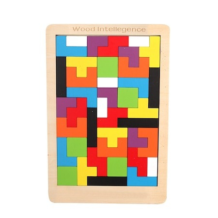 Jucării puzzle - Mini puzzle din lemn 3in1 pentru copii,asamblare logica,tetris - Multicolor