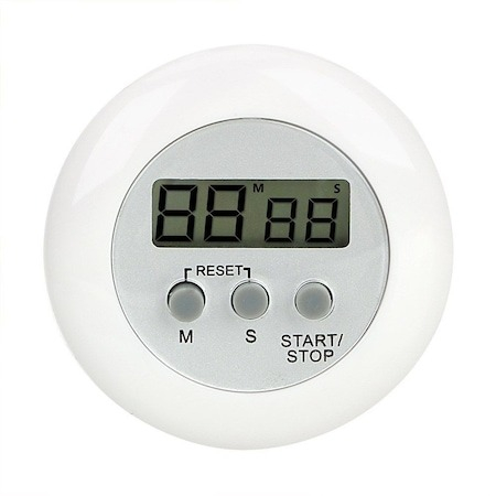 Diverse bucatarie - Mini timer, cronometru de bucatarie cu clema de agatat si magnet, diametru 6.5 cm - Alb