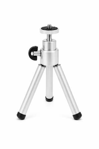 Mini trepied argintiu pentru telefon cu cap de bila rotativ, suport smartphone reglabil 5–8 cm, montura 1/4 inch, aluminiu si ABS, inaltime 12–18 cm [4]