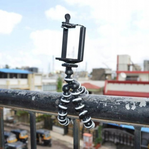 Mini trepied flexibil cu suport de telefon, filet universal 1/4 pentru telefon, camere, GoPro [4]