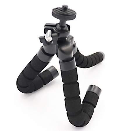 Mini trepied flexibil pentru telefoane,gopro, fara suport,filet universal 1/4 - Negru [2]