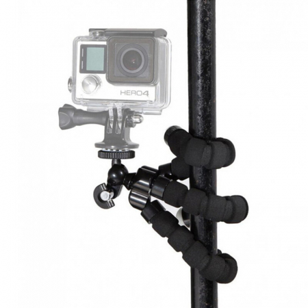 Mini trepied flexibil pentru telefoane,gopro, fara suport,filet universal 1/4 - Negru [3]