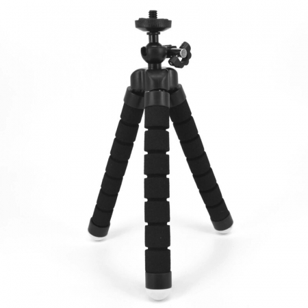 Mini trepiezi - Mini trepied flexibil pentru telefoane,gopro, fara suport,filet universal 1/4 - Negru