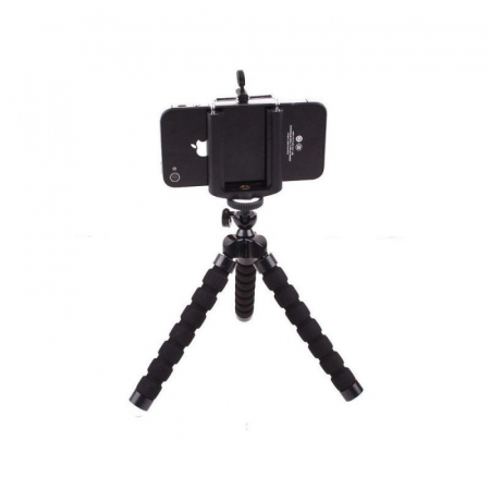 Mini trepied flexibil,filet universal 1/4 cu suport pentru telefon - Negru [1]