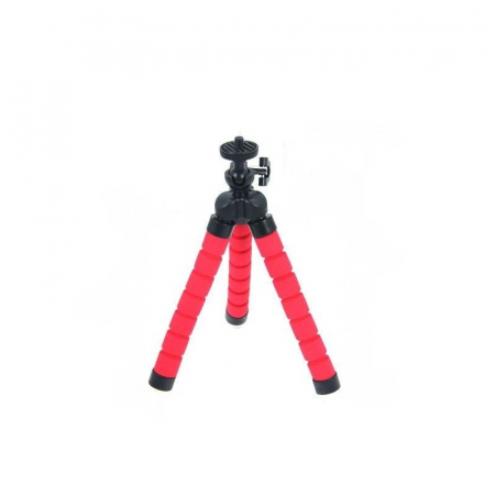 Mini trepied flexibil,filet universal 1/4,cu suport de telefon - Rosu [1]