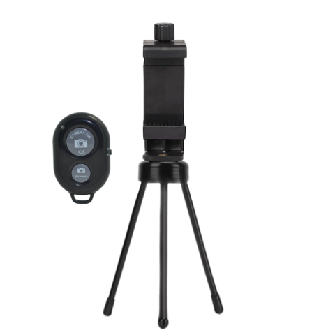 ECHIPAMENTE FOTO - Mini trepied metalic pentru telefon cu suport smartphone universal rotativ, montura 1/4 inch, deschidere 10.4 cm, stand stabil pentru fotografie si streaming, telecomanda BT