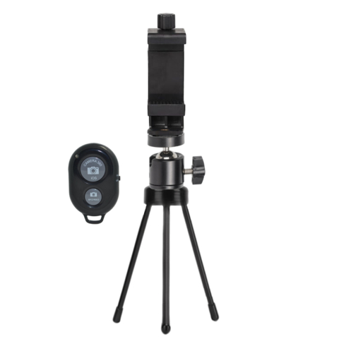 ECHIPAMENTE FOTO - Mini trepied pentru telefon cu brat flexibil si telecomanda Bluetooth, suport smartphone rotativ din ABS, montura 1/4 inch, inaltime 13.5 cm, compatibil cu husa telefon