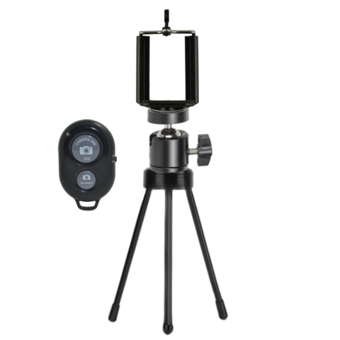 ECHIPAMENTE FOTO - Mini trepied pentru telefon cu brat flexibil si telecomanda Bluetooth, suport smartphone universal cu montura 1/4 inch, lungime 13.5 cm, stand stabil pentru fotografie si streaming