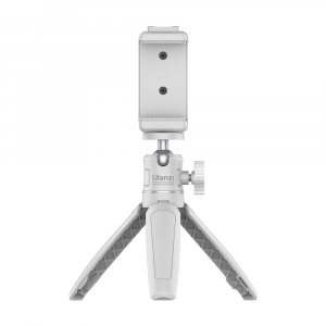 Mini trepiezi - Mini trepied universal filet 1/4,cap rotativ 360 grade cu suport pentru telefon - Alb