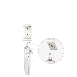 Mini trepied universal filet 1/4,cap rotativ 360 grade cu suport pentru telefon - Alb [1]