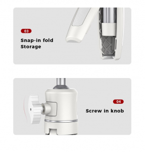 Mini trepied universal filet 1/4,cap rotativ 360 grade cu suport pentru telefon - Alb [6]