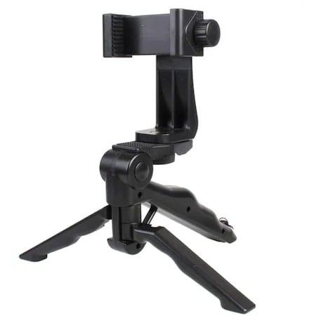Mini trepiezi - Mini trepied vlogging cu suport telefon filet 1/4, rotativ 360 grade cu menghina