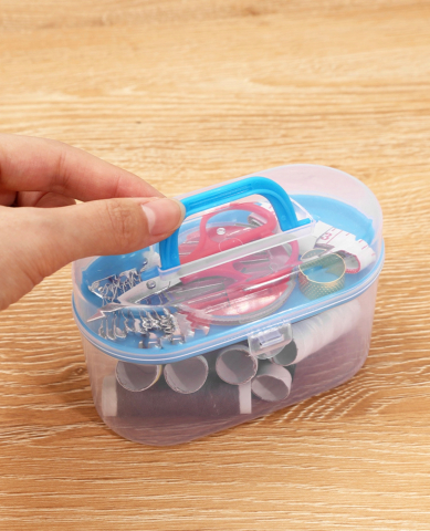 Mini trusa cusut portabila, kit reparatii textile cu 8 culori de ata, foarfeca, ace si accesorii, compacta [3]