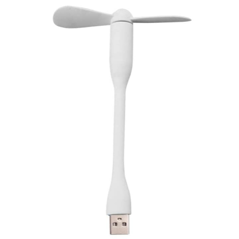 Mini ventilator din silicon, cu alimentare prin USB, portabil, brat flexibil, 14 x 8.5 cm, alb [1]